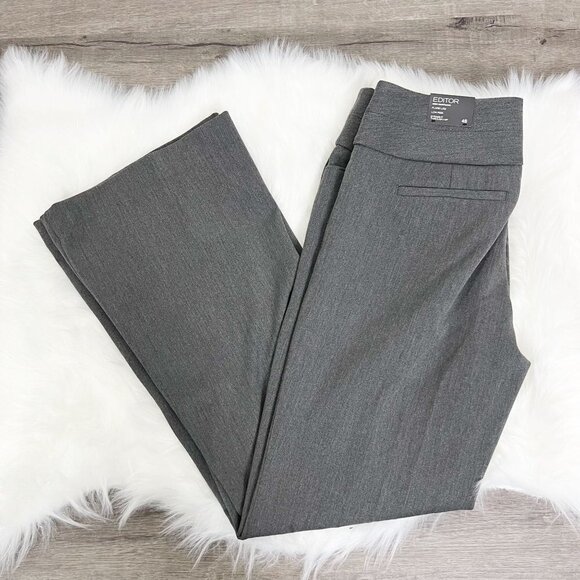 Express Editor Gray Flare Dress Pants Trousers Career Womens Petite Short 4S 4P - Picture 1 of 9